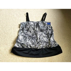 NWT Womens Swim Suit-SWIMSUITS FOR ALL-black/white nylon stretch tankini top-18